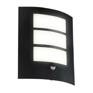 Svart modern utomhus vägglampa med rörelsesensor stål, Elyana, IP44