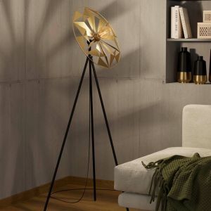Guld retro golvlampa aluminium, Thiemen, med brytare