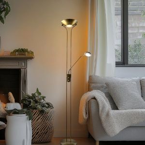 Modern läslampa golv mässing, Salvador, 18W, 3000K LED, med brytare