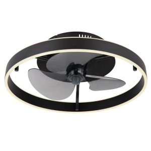 Svart modern takfläkt plast, Joos, 40W, varm till kall vit justerbar LED, met fjärrkontroll