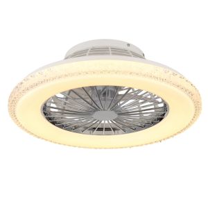 Krom design takfläkt plast, Lammechien, 40W, varm till kall vit justerbar LED, met fjärrkontroll