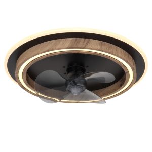 Brun modern takfläkt plast, Lamine, 32W, varm till kall vit justerbar LED, met fjärrkontroll