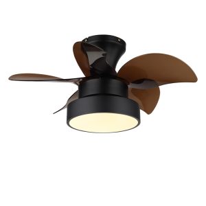 Nickel design takfläkt metall, Mahmut, 22W, white switch LED, met fjärrkontroll