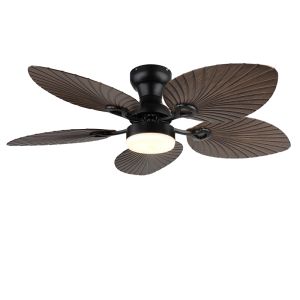 Brun rustik takfläkt metall, Naduah, 22W, white switch LED, met fjärrkontroll