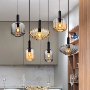 Svart design pendellampa matbord glas, Marjolein