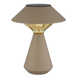 Brun modern solcell bordslampa utomhus plast, Nasr, 0,06W, 3000K LED, IP44, med brytare