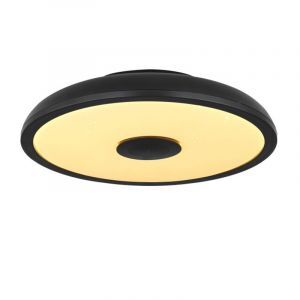 Svart modern plafond plast, Musica, 18W, justerbar ljusfärg LED, IP44, met fjärrkontroll