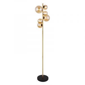 Bärnstensfärgad design golvlampa glas, Melinda, med brytare