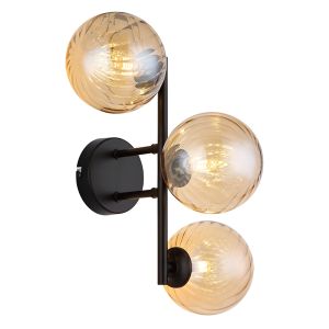 Bärnstensfärgad retro vägglampa glas, Ozan