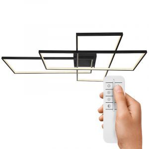 Svart modern plafond plast, Terri, 100W, varm till kall vit justerbar LED, met fjärrkontroll