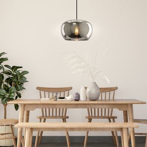 Design pendellampa matbord grå, Vidro