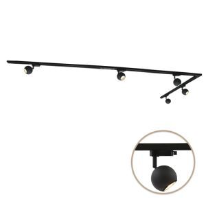 3M 1 fas skensystem svart med L-koppling + 5 Alco spotlights