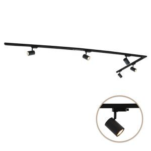 3M 1 fas skensystem svart med L-koppling + 5 Elena spotlights