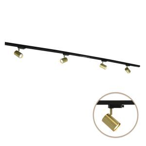 2M 1 fas skensystem mässing + 4 Elena spotlights