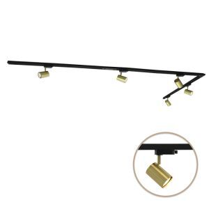 3M 1 fas skensystem mässing med L-koppling + 5 Elena spotlights