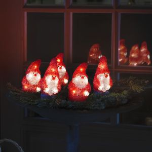 Röd jul 3d julfigur akryl, Kerstmannen, 2W, 4000K LED, IP44