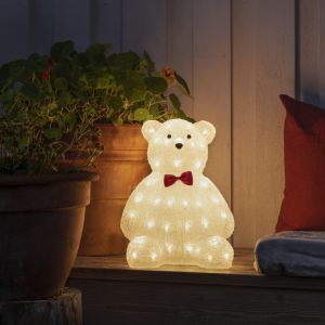 Nalle med rosett, 38 cm, för inomhus och utomhus