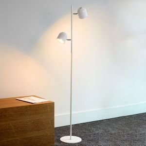Vit golvlampa modern, Skanska, 5W, 2700K LED, med beröringsdimmer