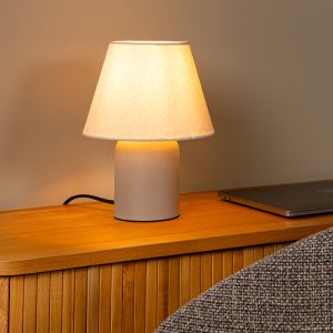 Keramik bordslampa beige, Macia, med brytare