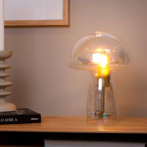 Transparent bordslampa modern, Fungo, med brytare
