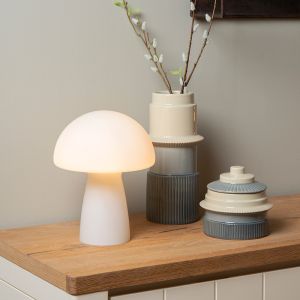 Vit bordslampa modern, Fungo, med brytare