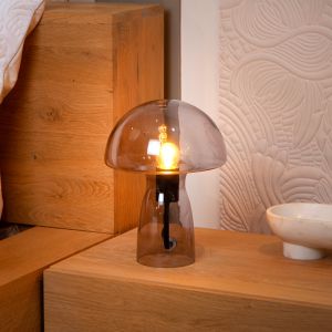 Grå bordslampa modern, Fungo, med brytare