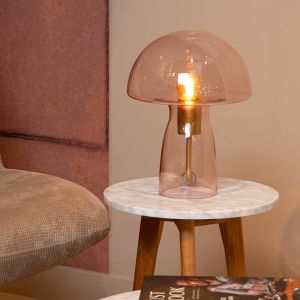 Rosa bordslampa modern, Fungo, med brytare