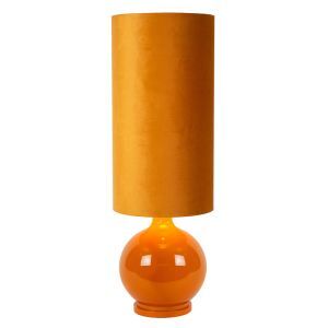 Gul golvlampa retro, Esterad, med brytare