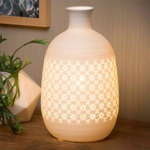 Vit bordslampa retro, Tiesse, med brytare