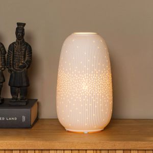 Keramik bordslampa vit, Flores, med brytare