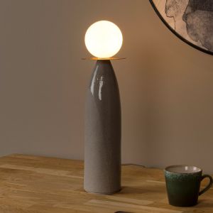 Keramik bordslampa grå, Figaro, med brytare