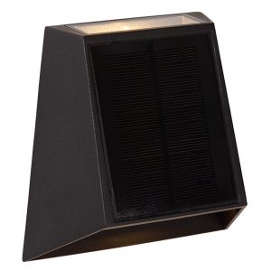 Svart utomhus vägglampa solcell modern, Luton, 1W, 2700K LED, IP54
