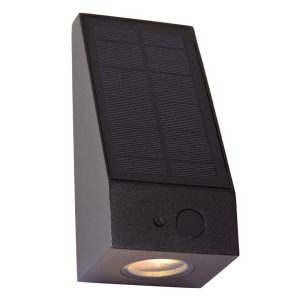 Svart utomhus vägglampa solcell modern, Irwin, 2W, 2700K LED, IP54