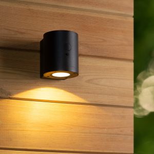 Svart utomhus vägglampa solcell modern, Perth, 1W, 2850K LED, IP65