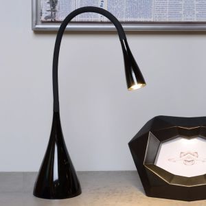 Svart skrivbordslampa modern, Zozy, 3W, 3000K LED, med beröringsdimmer