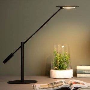 Svart skrivbordslampa modern, Anselmo, 9W, 3000K LED, med beröringsdimmer