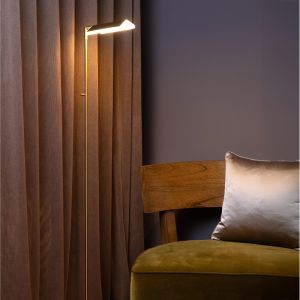 Mässing läslampa golv modern, Aaron, 12W, 2700K LED, med beröringsdimmer