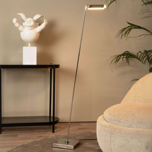 Krom läslampa golv modern, Aaron, 12W, 2700K LED, med beröringsdimmer