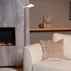 Svart läslampa golv modern, Aaron, 12W, 2700K LED, med beröringsdimmer