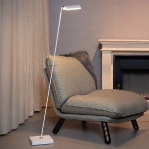 Vit läslampa golv modern, Aaron, 12W, 2700K LED, med beröringsdimmer