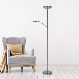 Krom läslampa golv modern, Zenith, 20W, 3000K LED