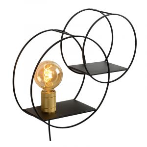 Guld vägglampa retro, Circle, med brytare
