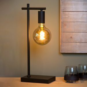 Svart bordslampa modern, Leanne, med brytare