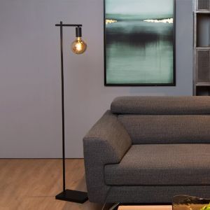 Svart golvlampa modern, Leanne, med brytare