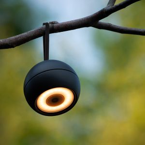 Svart uppladdningsbar vägglampa modern, Lunex, 2W, 3000K LED, IP54, med brytare