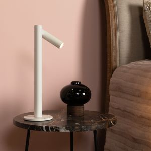 Vit uppladdningsbar bordslampa modern, Antrim, 2,2W, 2700K LED, IP54, med beröringsdimmer