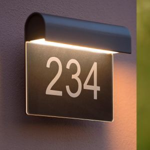 Svart husnummer lampa modern, Thesi, 6W, 3000K LED, IP54