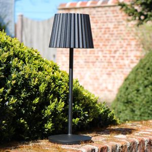 Svart bordslampa utomhus rustik, Justine, 2W, 2700K LED, IP54, med beröringsdimmer