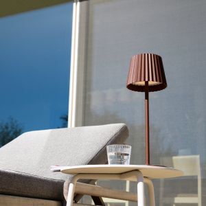 Rostfärgad bordslampa utomhus rustik, Justine, 2W, 2700K LED, IP54, med beröringsdimmer