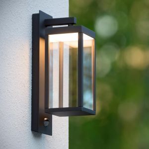 Antracit utomhus vägglampa med rörelsesensor modern, Clairette, 15W, 3000K LED, IP54